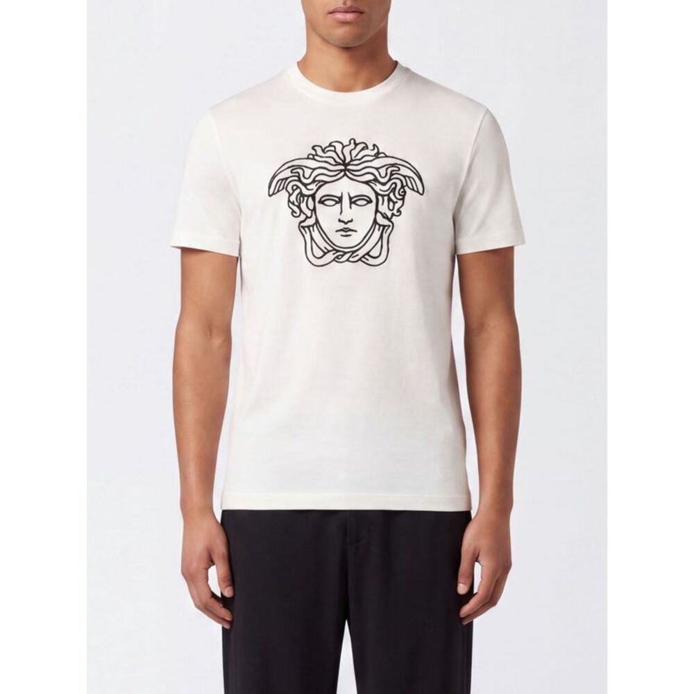 Versace Men Versace Slim Fit Cotton T-Shirt With Medusa Graphic Print